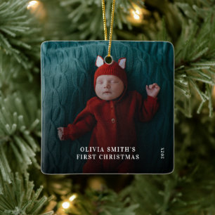 Kerstfeest voor de baby Aankondiging geboortegege Keramisch Ornament