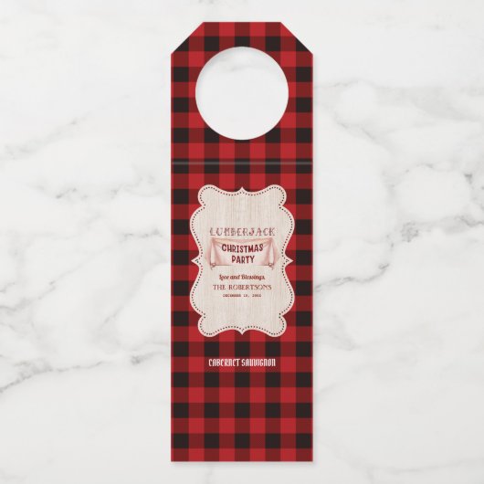 Kerstfeest voor houthakkers Rood geruite buffel Ho Flessenhanger (Achterkant)