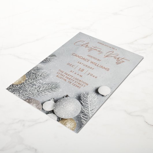 Kerstfeest voor sieraden en pine-bladeren folie uitnodiging (Gedraaid)