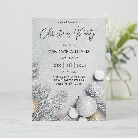 Kerstfeest voor sieraden en pine-bladeren kaart (Staand voorkant)