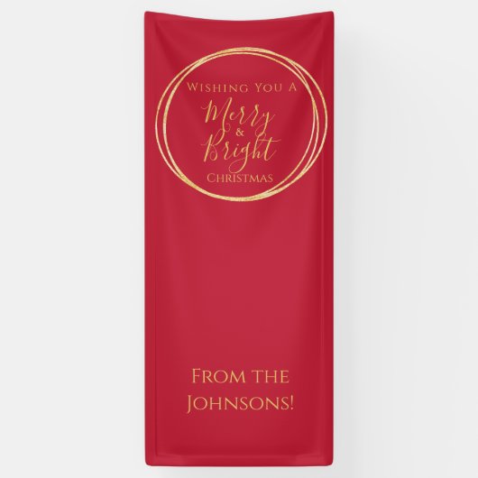 Kerstfeest vrolijk en helder rood goud spandoek (Verticaal)