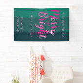 Kerstfeest vrolijk en helder roze en groen spandoek (Insitu)