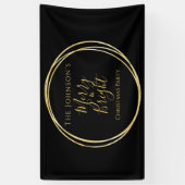 Kerstfeest Vrolijk en helder zwart goud Spandoek (Verticaal)