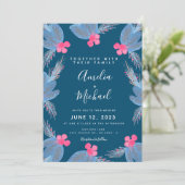 kerstfeest Waterverf Berry Blue Botanical Weddensc Kaart (Staand voorkant)