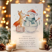 Kerstfeest Waterverf Fox Snowman Holiday Kaart