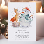 Kerstfeest Waterverf Fox Snowman Holiday Kaart