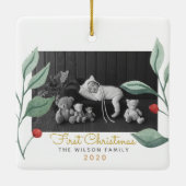 Kerstfeest Waterverf Greenery en Berry Keramisch Ornament (Achterkant)