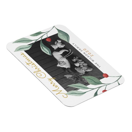 Kerstfeest Waterverf Greenery en Berry Magneet (Rechterzijde)