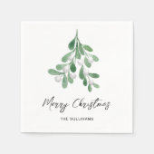 Kerstfeest Waterverf Greenery Servet (Voorkant)