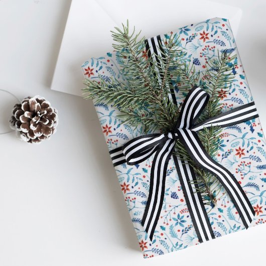 Kerstfeest Waterverf Holly Foliage Pattern Cadeaupapier