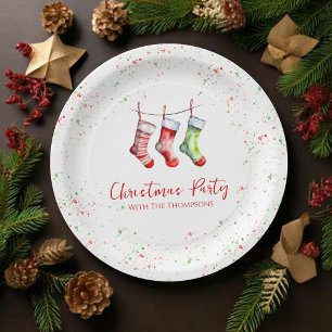 Kerstfeest Waterverf Kousen Custom Papieren Bordje