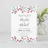 Kerstfeest Waterverf Rode Berry Botanical Weddensc Kaart (Staand voorkant)