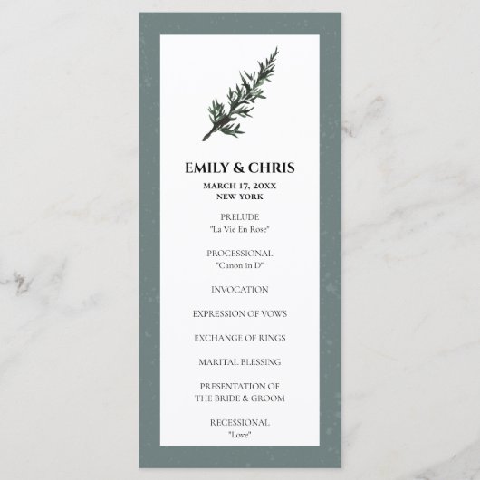 kerstfeest | Waterverf Winter Wedding Ceremonie Programma (Voorkant)