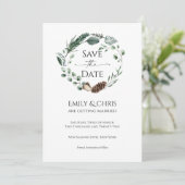 kerstfeest | Waterverf winterbruiloft van Elegant Save The Date (Staand voorkant)