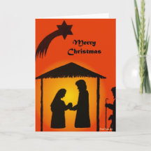 Kerstfeest Wenskaart met kerststal Silhouette