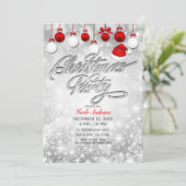 Kerstfeest Winter Rode Witte Ornamenten Kaart (Staand voorkant)