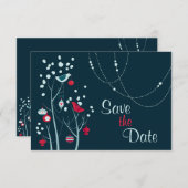 Kerstfeest Winter Vogels Trouwen Bewaar de Datum Kaart (Voorkant / Achterkant)