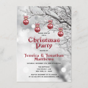 Kerstfeest Winter Wonderland Rode Ornamenten Kaart