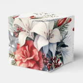 Kerstfeest Witte Rode Bloemen Feestdagen Elegant Bedankdoosjes (Achterkant)