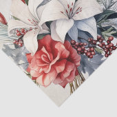 Kerstfeest Witte Rode Bloemen Feestdagen Elegant Tissuepapier (Detail)