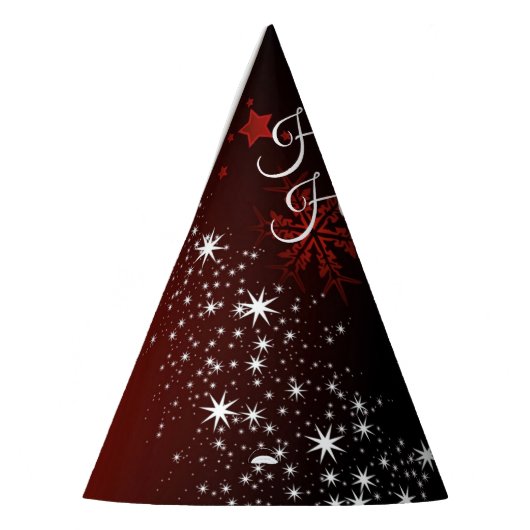 Kerstfeest Witte sterren Boom Rode sneeuwvlokken Feesthoedjes (Links)