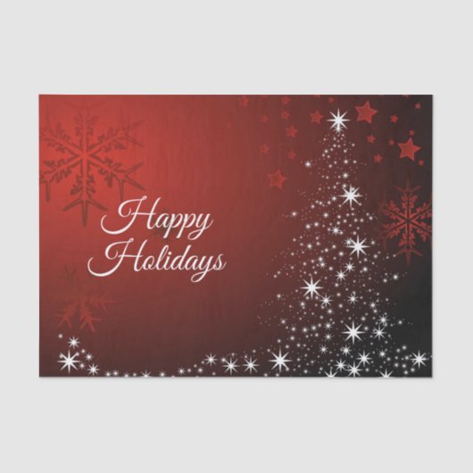 Kerstfeest Witte sterren Boom Rode sneeuwvlokken Tissuepapier (Voorkant)