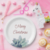 Kerstfeest Woestijn Botanische Succulent Papieren Bordje (Feest)