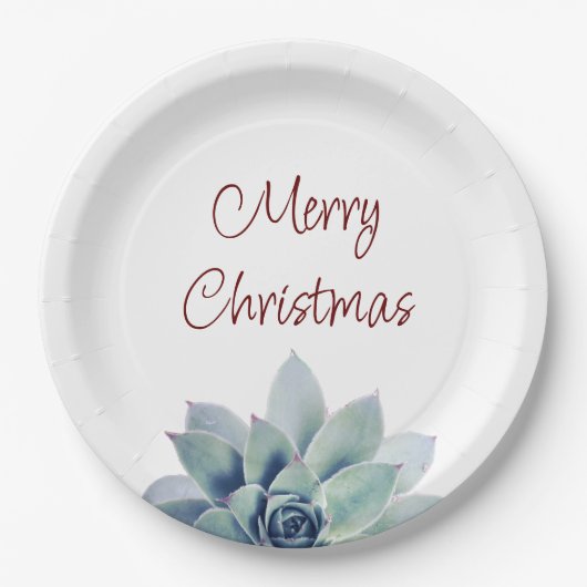 Kerstfeest Woestijn Botanische Succulent Papieren Bordje (Voorkant)