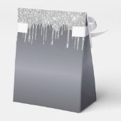 Kerstfeest zilveren glitterslier moderne elegant bedankdoosjes (Achterkant)