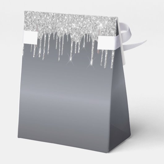 Kerstfeest zilveren glitterslier moderne elegant bedankdoosjes (Achterkant)