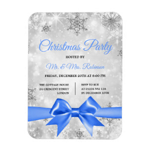 Kerstfeest Zilveren Winter Sparkle Blue Lint Magneet