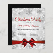 Kerstfeest Zilveren Winter Sparkle Rood Lint (Voorkant / Achterkant)