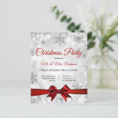 Kerstfeest Zilveren Winter Sparkle Rood Lint (Staand voorkant)