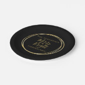 Kerstfeest Zwart Goud Papieren Bordje (Gekanteld)