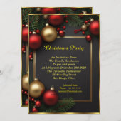 Kerstfeestballen rood Kerstviering Kaart (Voorkant / Achterkant)