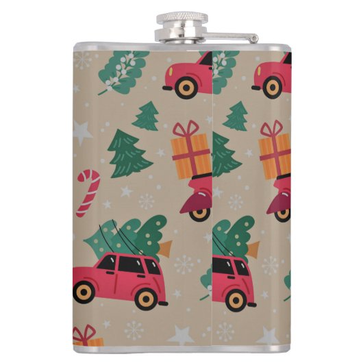 kerstfeestbedekking met pattenpapier heupfles (Achterkant)