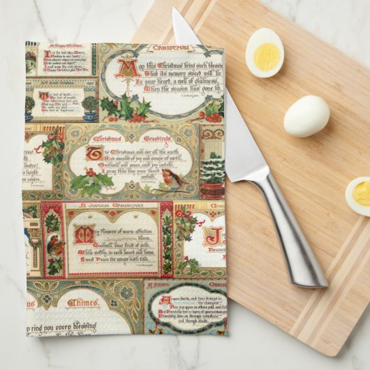  kerstfeestbegroeten Collage Theedoek (Quarter Fold)