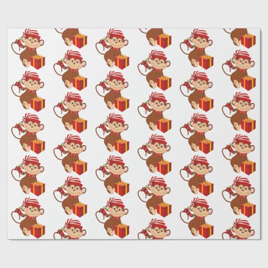 kerstfeestbekerij met een aap in de val cadeaupapier (Vlak)