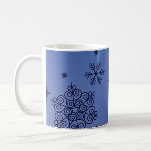 kerstfeestblauwe sneeuwvlokken koffiemok (Links)
