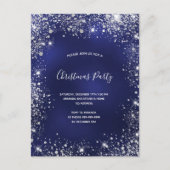Kerstfeestblauwe zilversparren uitnodiging briefkaart (Voorkant)