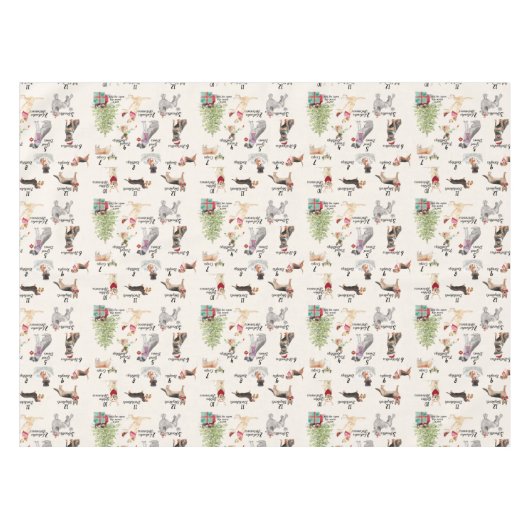 Kerstfeestdag 12 kersthonden tafelkleed (Voorkant (Horizontaal))