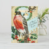  kerstfeestdag 1908 Robin Bird Feestdagenkaart (Staand voorkant)