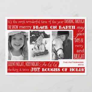 kerstfeestdag 3 fotocollage kaart   Rood