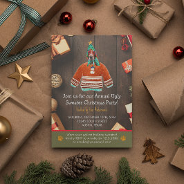 Kerstfeestdag Basset Hond Ugly Sweater Party Kaart