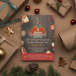 Kerstfeestdag Basset Hond Ugly Sweater Party Kaart