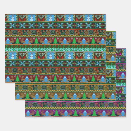 Kerstfeestdag - Bekroond Sweater Pattern Reindeer Inpakpapier Vel (Set)