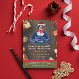 Kerstfeestdag Bernese Dog Ugly Sweater Party Kaart
