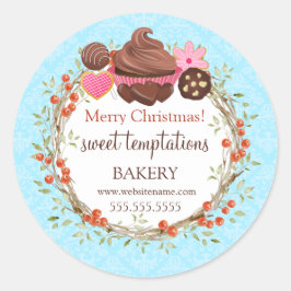 Kerstfeestdag Berry Wreath Assorted Desserts Ronde Sticker