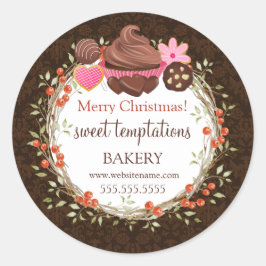Kerstfeestdag Berry Wreath Assorted Desserts Ronde Sticker