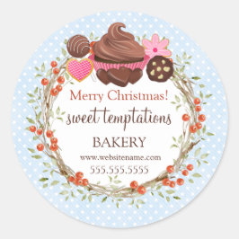 Kerstfeestdag Berry Wreath Assorted Desserts Ronde Sticker